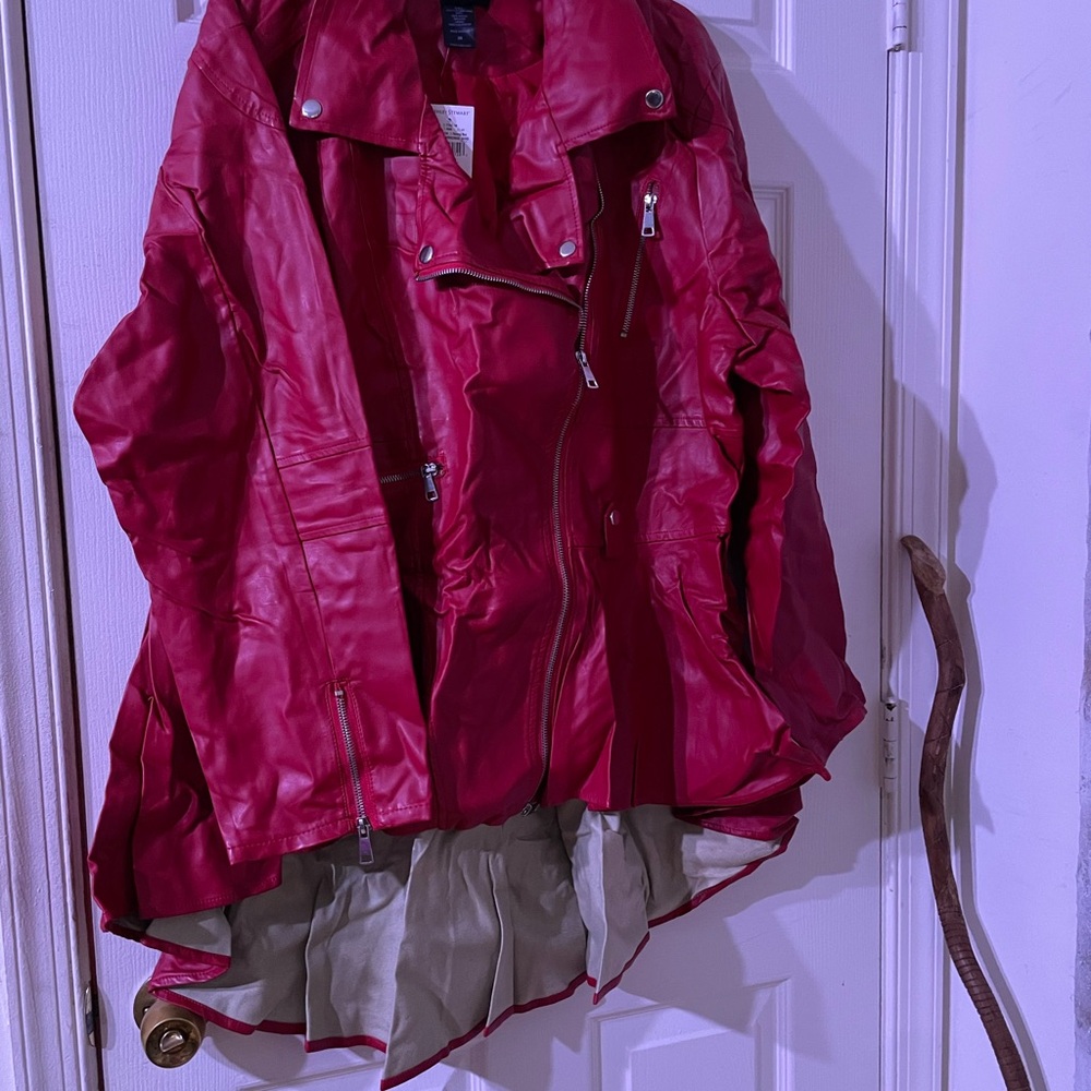 Women's Red Faux Leather Jacket